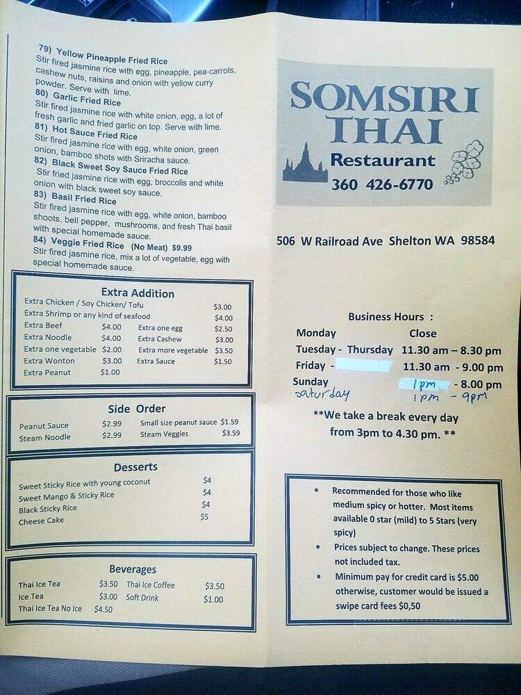 Somsiri Thai - Shelton, WA