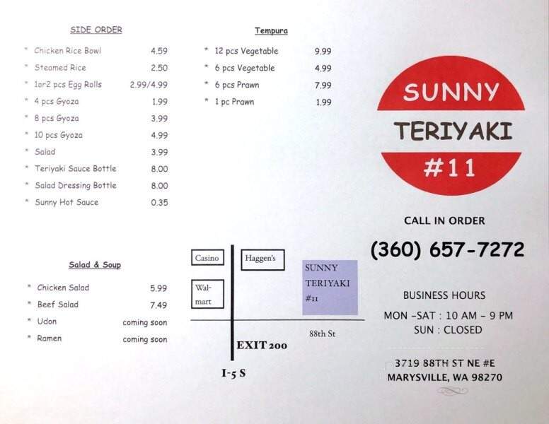 Sunny Teriyaki - Marysville, WA